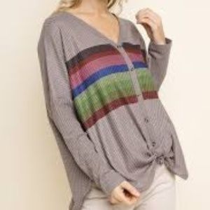 Restocked!! New Boutique Striped Mocha Waffle Knit